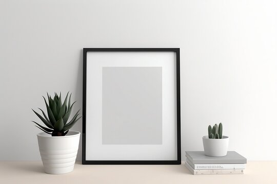 Simplicity Refined: A Minimalist Mockup Frame
Mockup poster frame in the minimalist black and white color background. Created using generative AI.