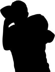 Silhouette American football player with ball 