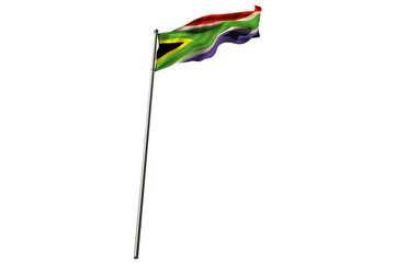 Low angle view of waving South African flag