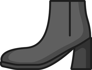 Woman boot or women footwear shoe heel line icon