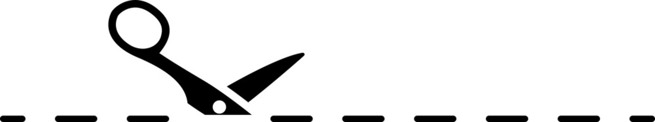 Cut line icon, scissors for coupon or paper page