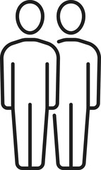 Two people silhouette, team group outline icon