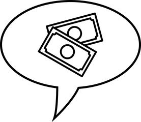 Vector image of currency on speech bubble