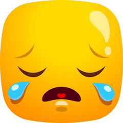 Cartoon crying face emoji and expression icon