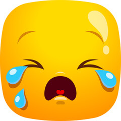 Crying face unhappy emoji, cartoon app emoticon