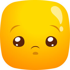 Cartoon sad face emoji, vector app smile icon