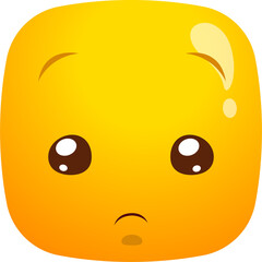 Fototapeta premium Cartoon sad face, sadness emotion vector icon