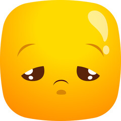 Cartoon sad face, unhappy or upset emoji icon