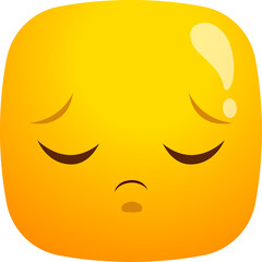 Cartoon sad face, unhappy emoji vector icon