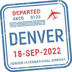 Departed Denver USA passport travel stamp icon