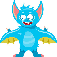 Creepy cartoon batmouse funny monster with wings