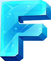 Letter F typography typeface, ice crystal ABC font