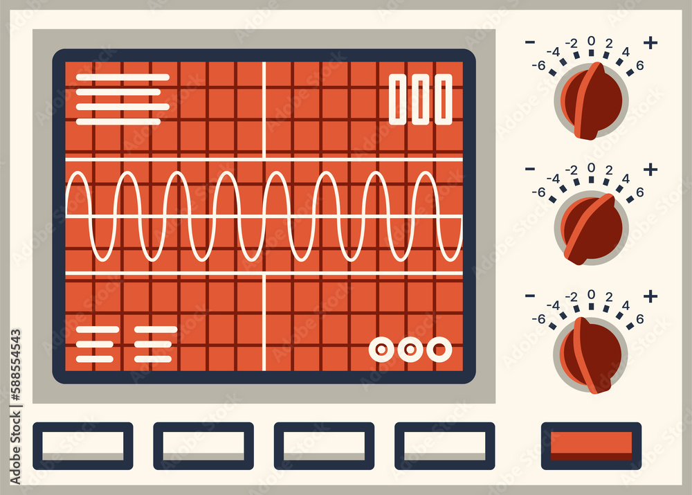 Poster Control panel retro dashboard, knob switch buttons