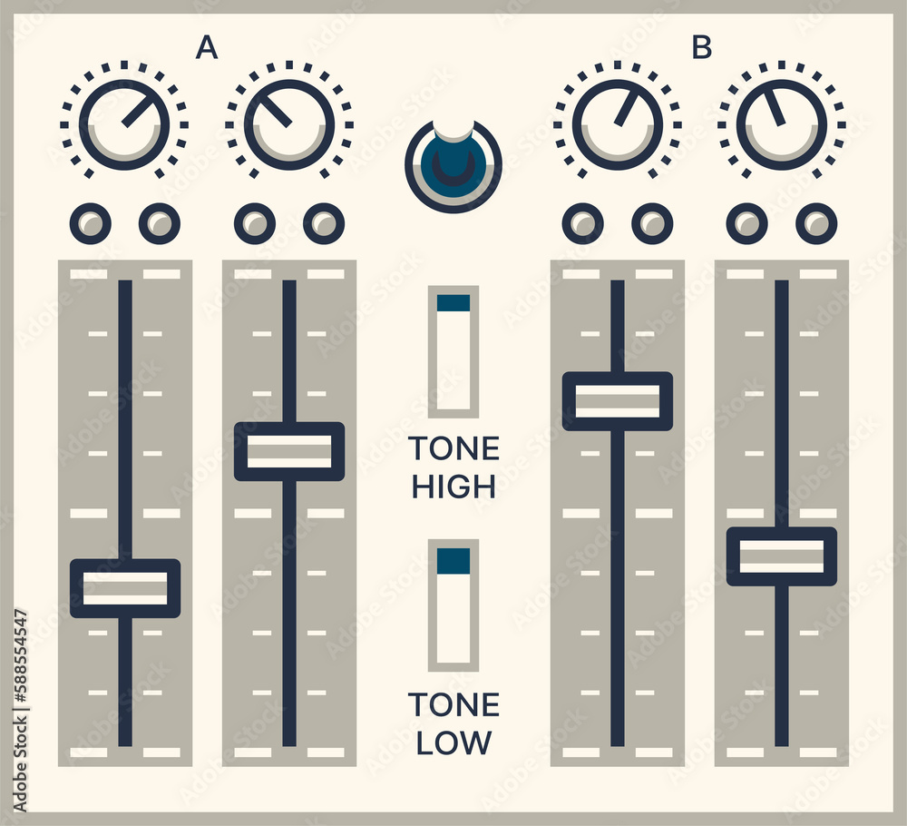 Poster Retro control panel with music high and low button