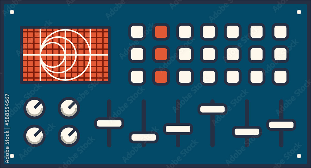 Poster Knob switch buttons, control panel retro dashboard