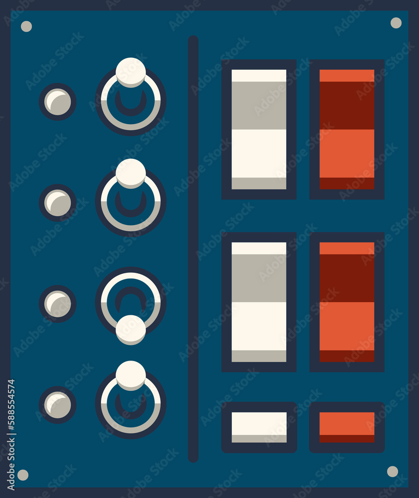 Poster Knob buttons on retro control panel, switch dial