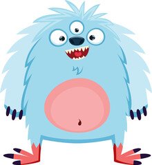 Cute monster character, cartoon funny Bigfoot