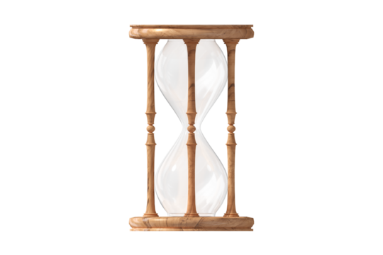 Empty wooden hourglass