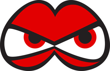 Red mad cartoon eyes, happy vision sight look
