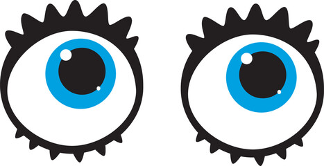 Angry mad cartoon eyes, happy vision sight look