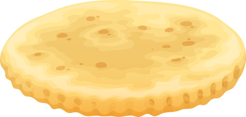 Cartoon matlouh bread, isolated moroccan flatbread