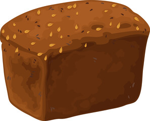 Cartoon rye bread, bakeshop isolated fresh bake