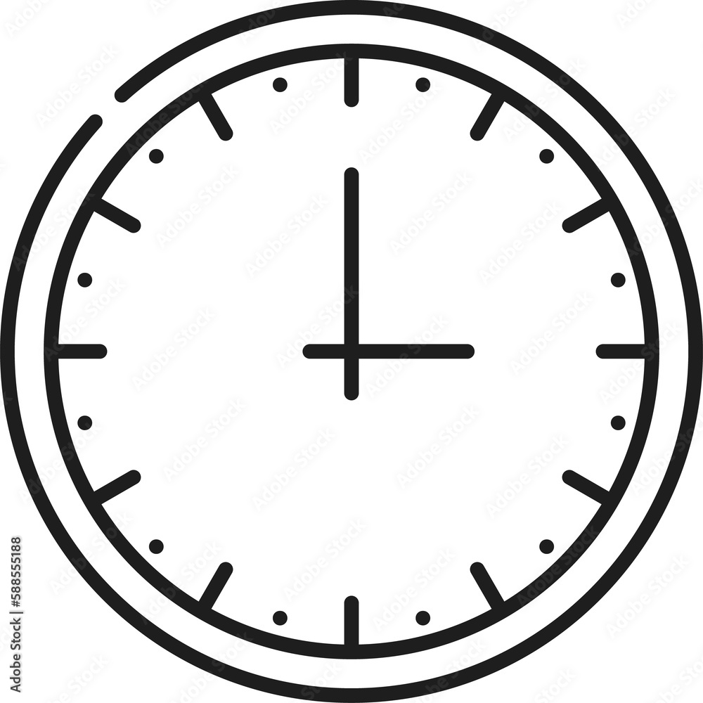 Poster Clock timer outline icon, watch face dial hands