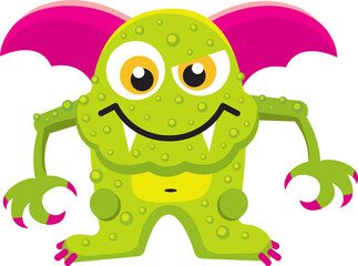Happy comic monster, funny character personage