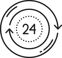 24 hours delivery service icon. Outline timer