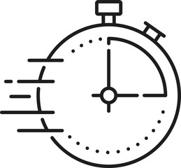 Clock timer outline icon, isolated alarm stopwatch