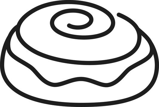 recommend clip art: Bun with cinnamon, bakery food product line icon