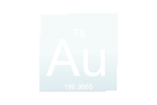 Gold chemical element against white background