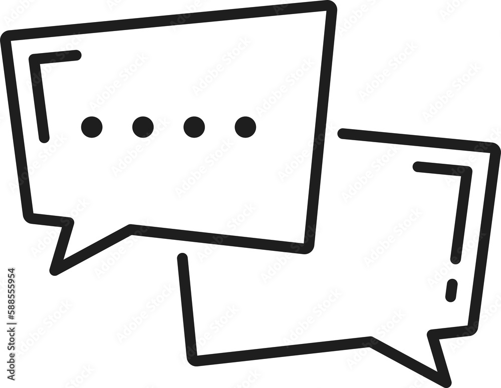 Fototapete memo chatbox bubble, outline message box frame