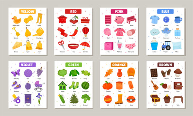 Vector set of educational color cards for kids.
