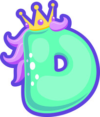 Letter D font type unicorn ABC cartoon alphabet