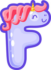 Obraz premium Letter F typography typeface, unicorn ABC font