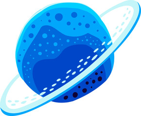 Blue planet of solar system Saturn with gas orbit