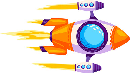 Rocketship cartoon kids space element, spacecraft