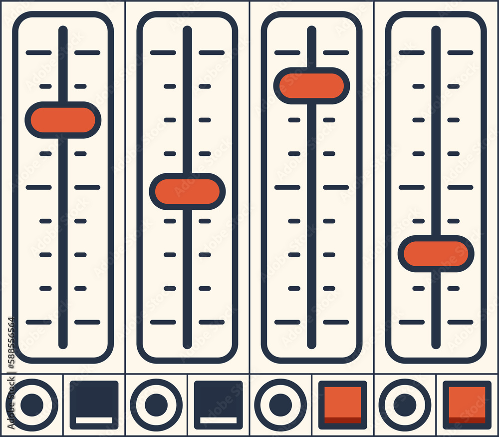 Poster Retro dashboard slider knobs, buttons and stitches