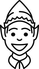 Christmas elf happy face line icon or pictogram