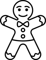 Gingerbread man cookie Christmas line icon