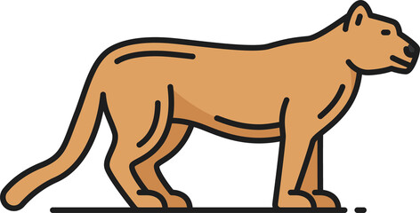Puma, cougar or mountain lion color line icon