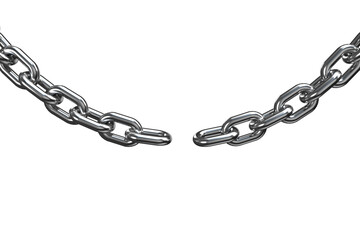 3d image of damaged silver metallic chain 