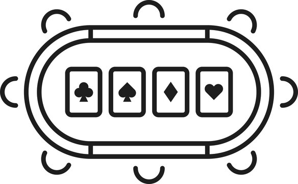 recommend clip art: Table with aces poker card, casino line art icon