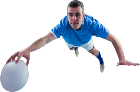 A rugby player scoring a try