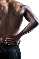 Fototapeta na wymiar Midsection of athlete suffering through back pain