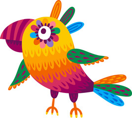 Cartoon mexican and brazilian parrot comical bird