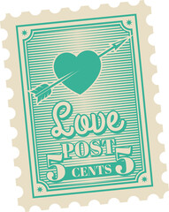 Valentine day holiday mail retro postage stamp
