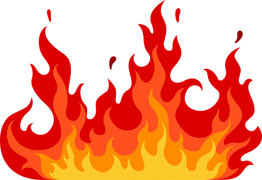 Cartoon fire flame line, campfire flaming hell
