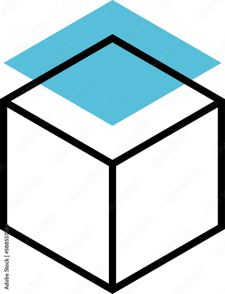 Poster Memphis geometric shape, cube and square forms